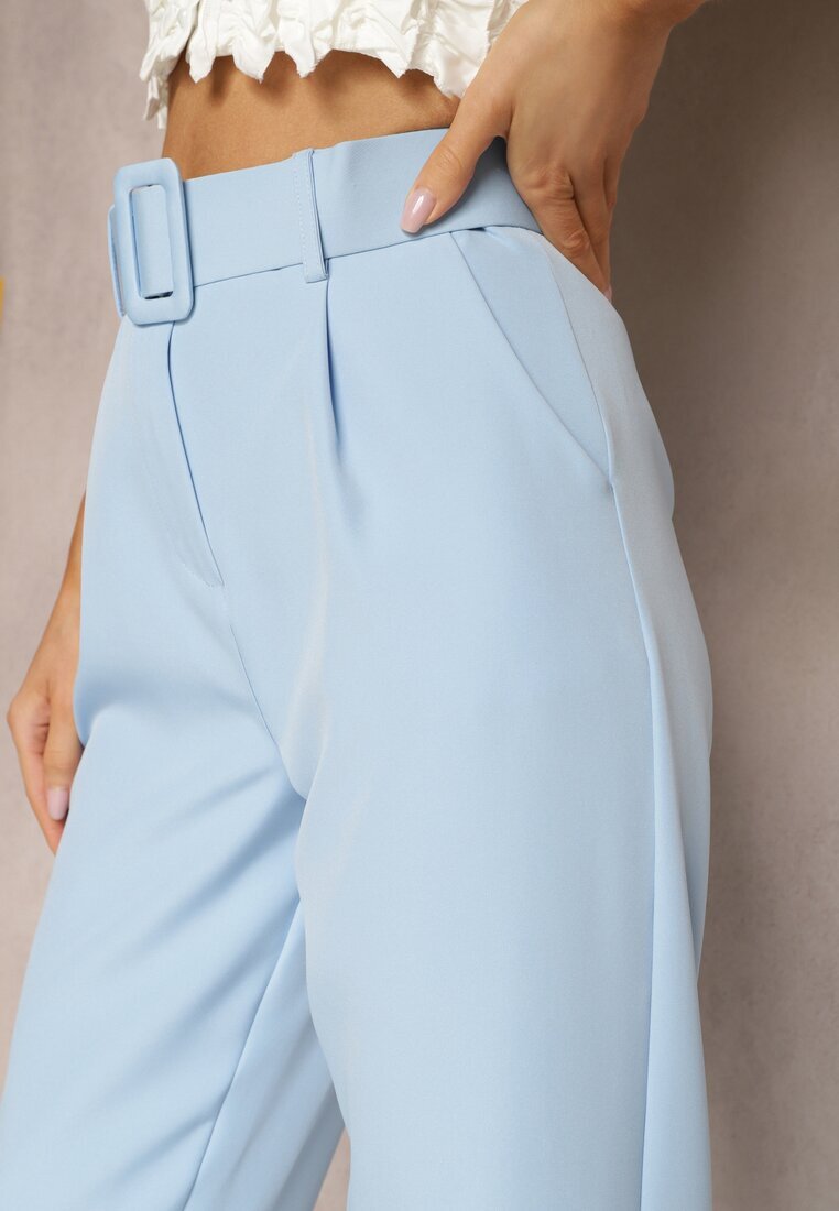 lily rose Pantaloni de costum Albastri deschiși Talie înaltă cu curea Wenus