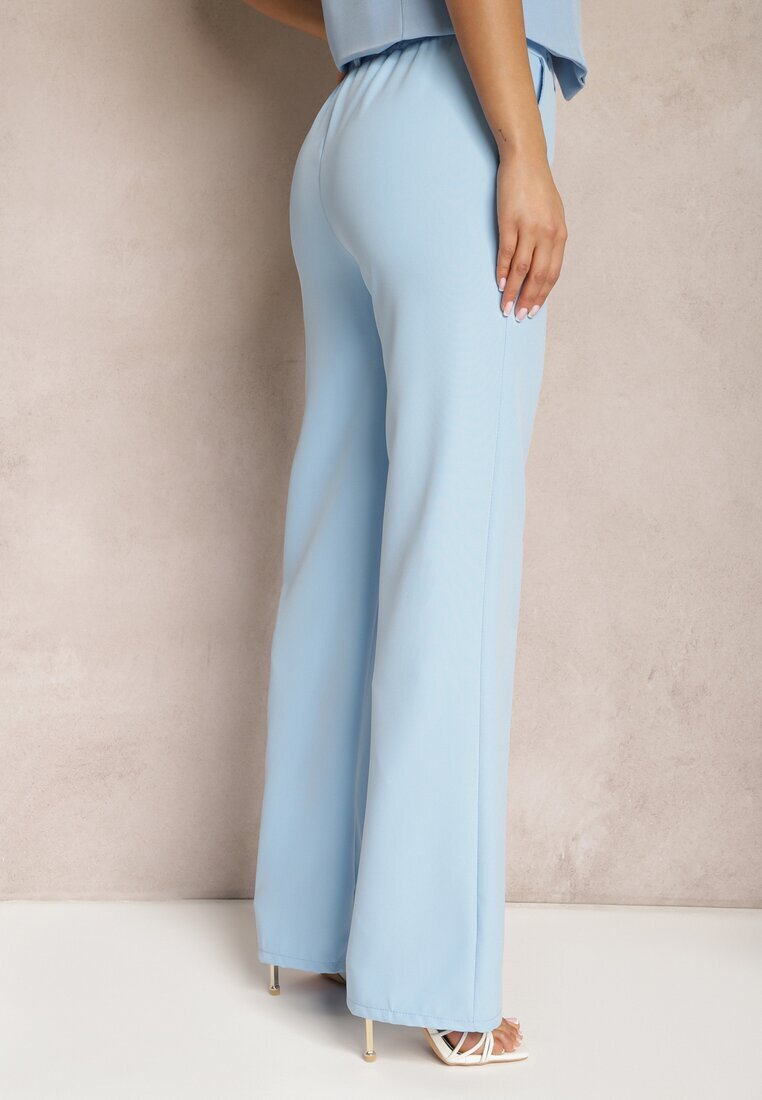 lily rose Pantaloni de costum albaștri High Waist cu buzunare Blathe