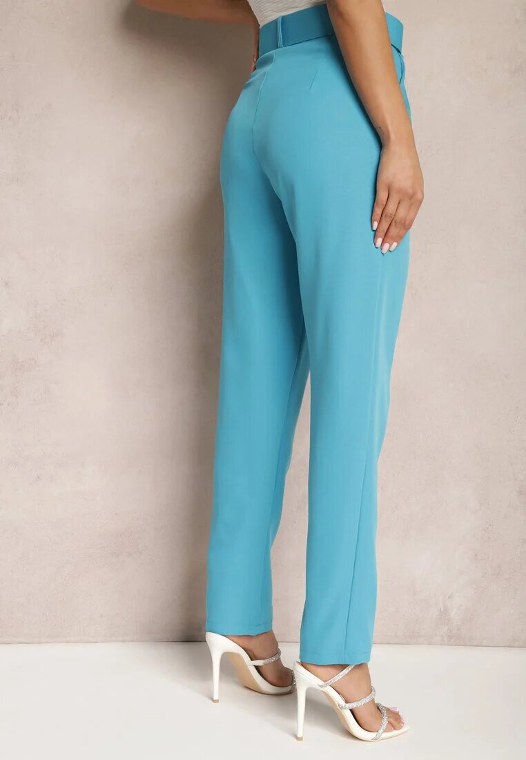 lily rose Pantaloni de costum Albaștri High Waist cu curea Wenus