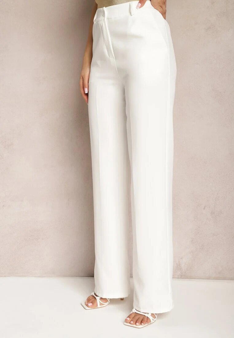 lily rose Pantaloni de costum Albi High Waist cu Buzunare Blathe