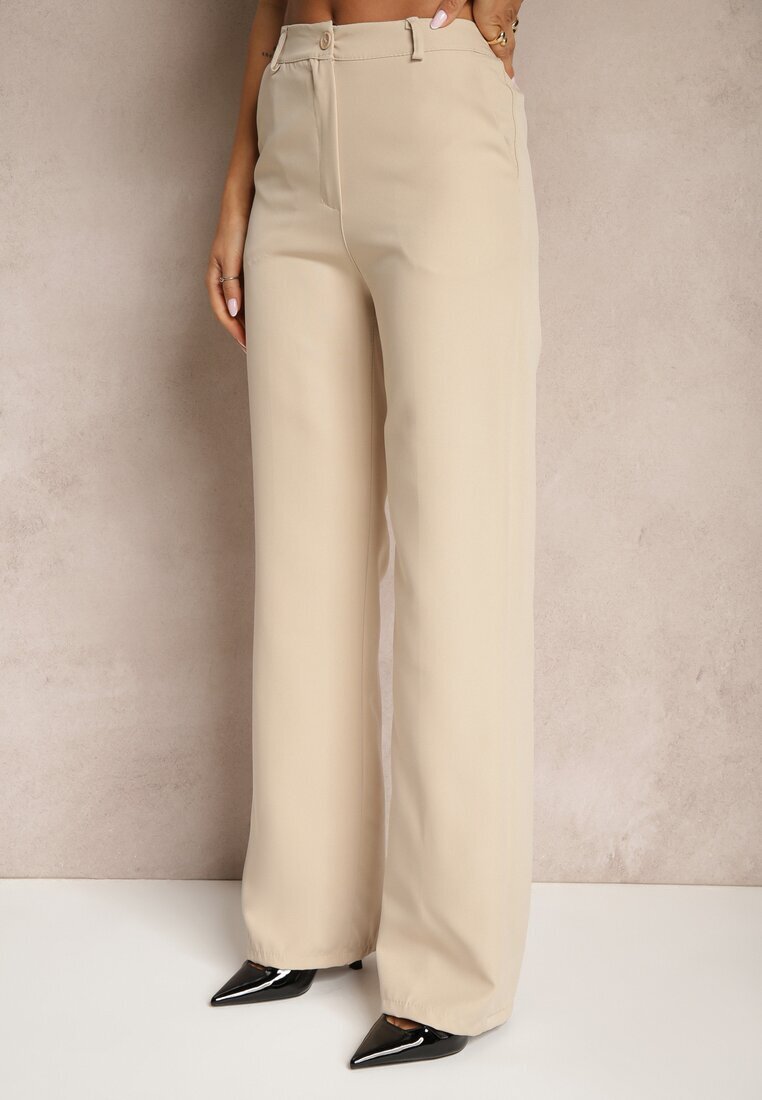 lily rose Pantaloni de costum Bej închis High Waist cu buzunare Blathe