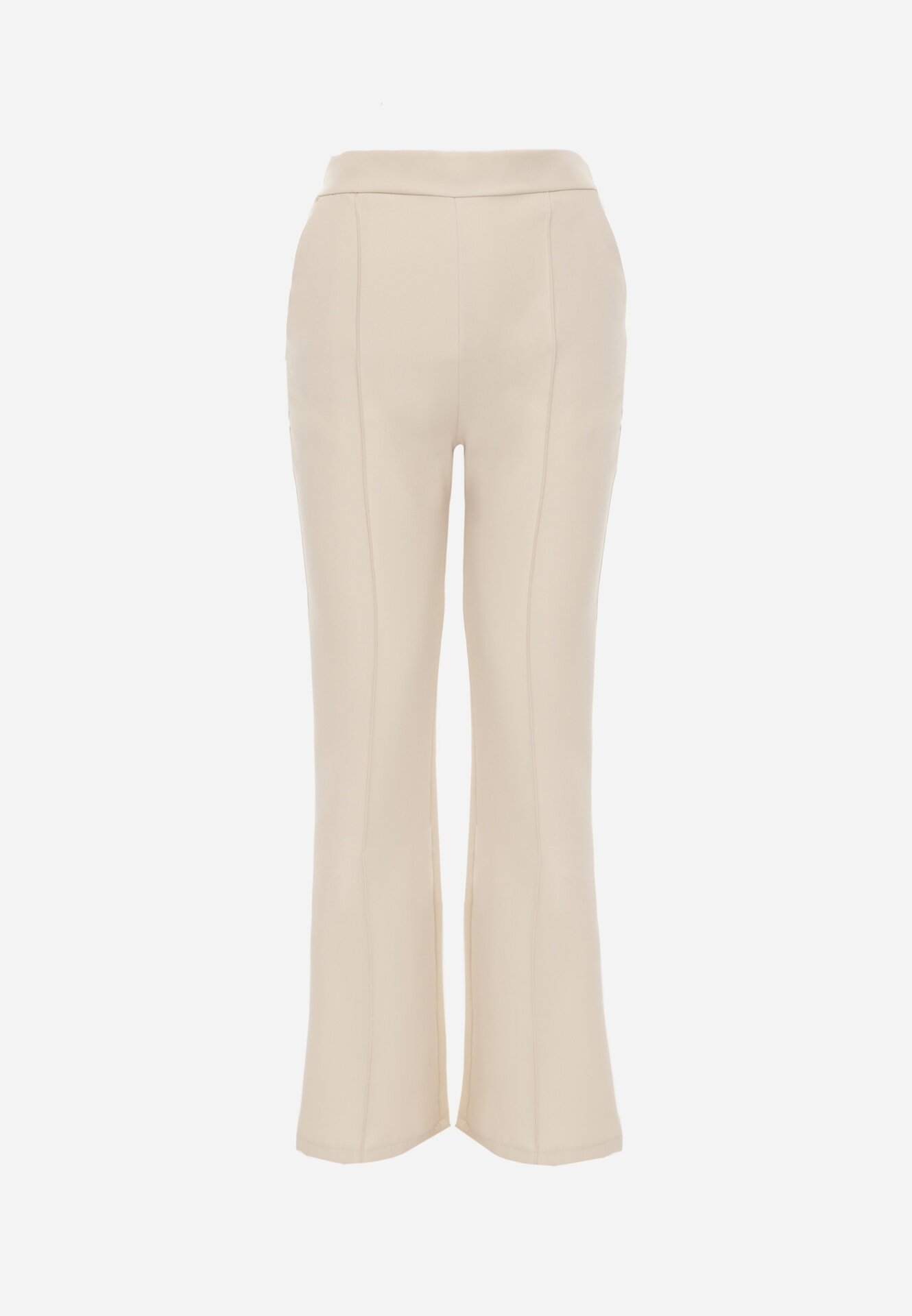 lily rose Pantaloni de Costum Bej Largi cu Talie Înaltă și Elastic în Talie Meaba