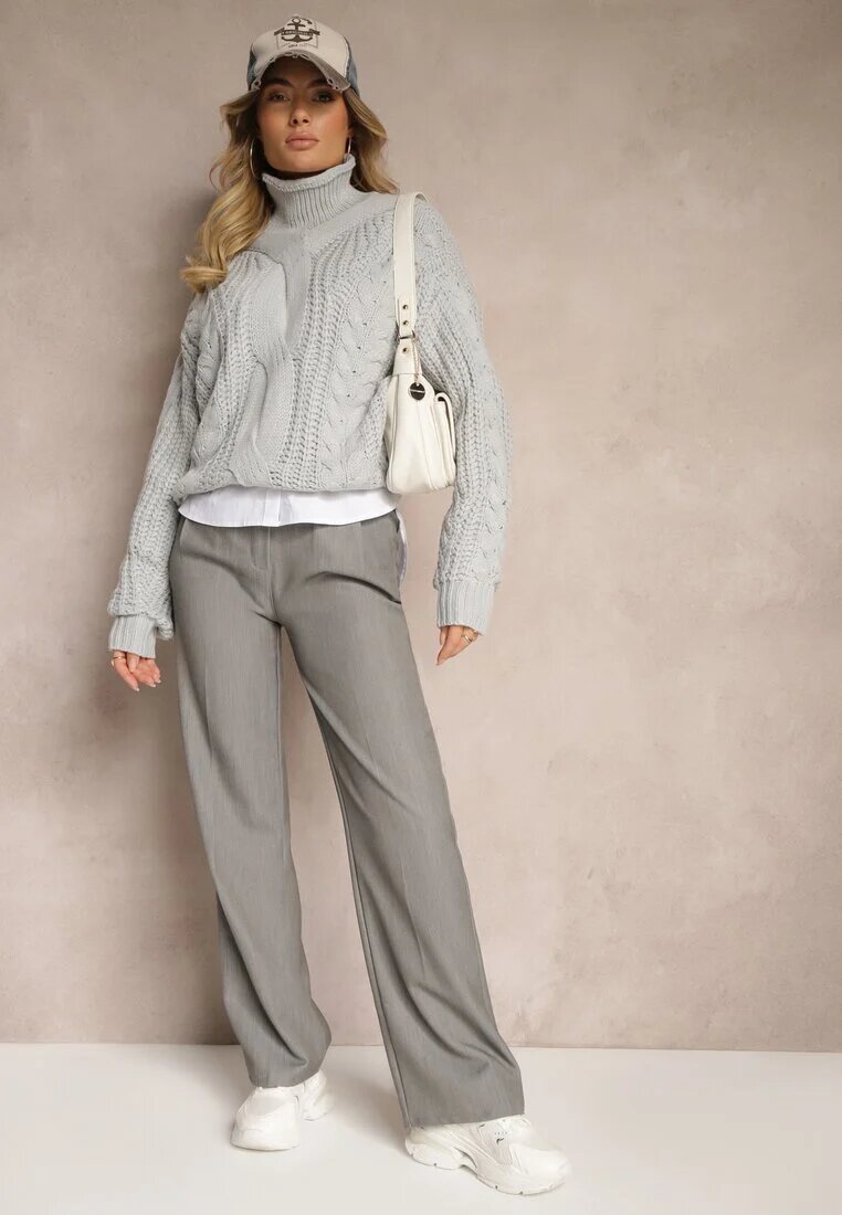 lily rose Pantaloni de costum Gri deschis Talie înaltă cu Cusături Variola