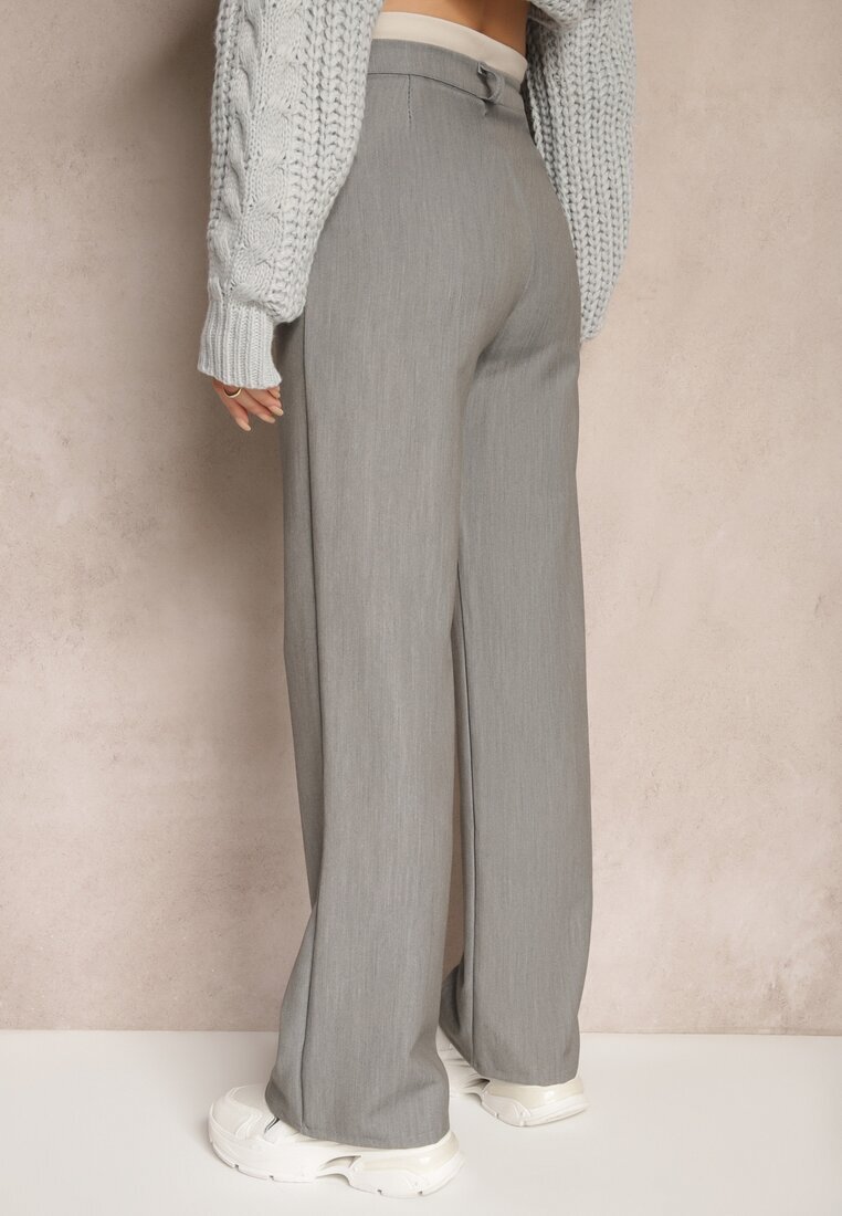 lily rose Pantaloni de costum Gri deschis Talie înaltă cu Cusături Variola