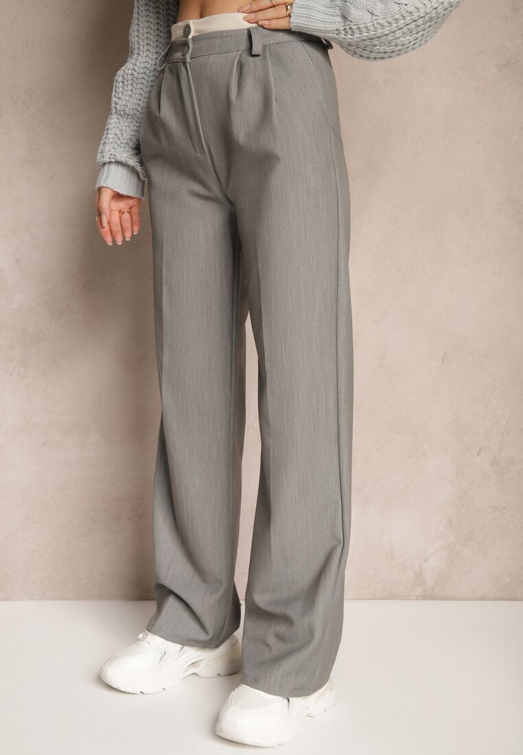lily rose Pantaloni de costum Gri deschis Talie înaltă cu Cusături Variola