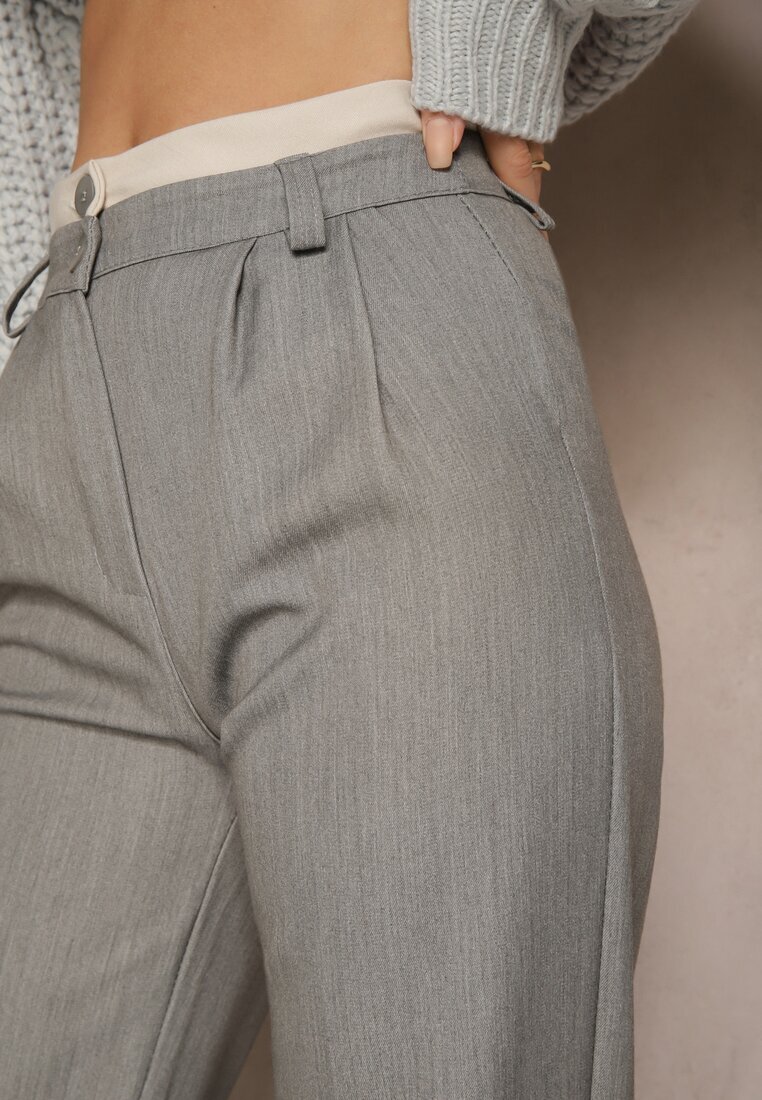 lily rose Pantaloni de costum Gri deschis Talie înaltă cu Cusături Variola