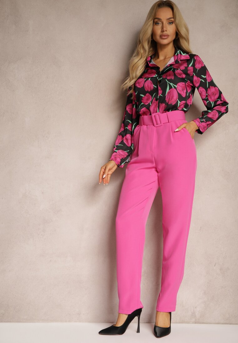 lily rose Pantaloni de costum Roz închis Talie înaltă cu curea Venus