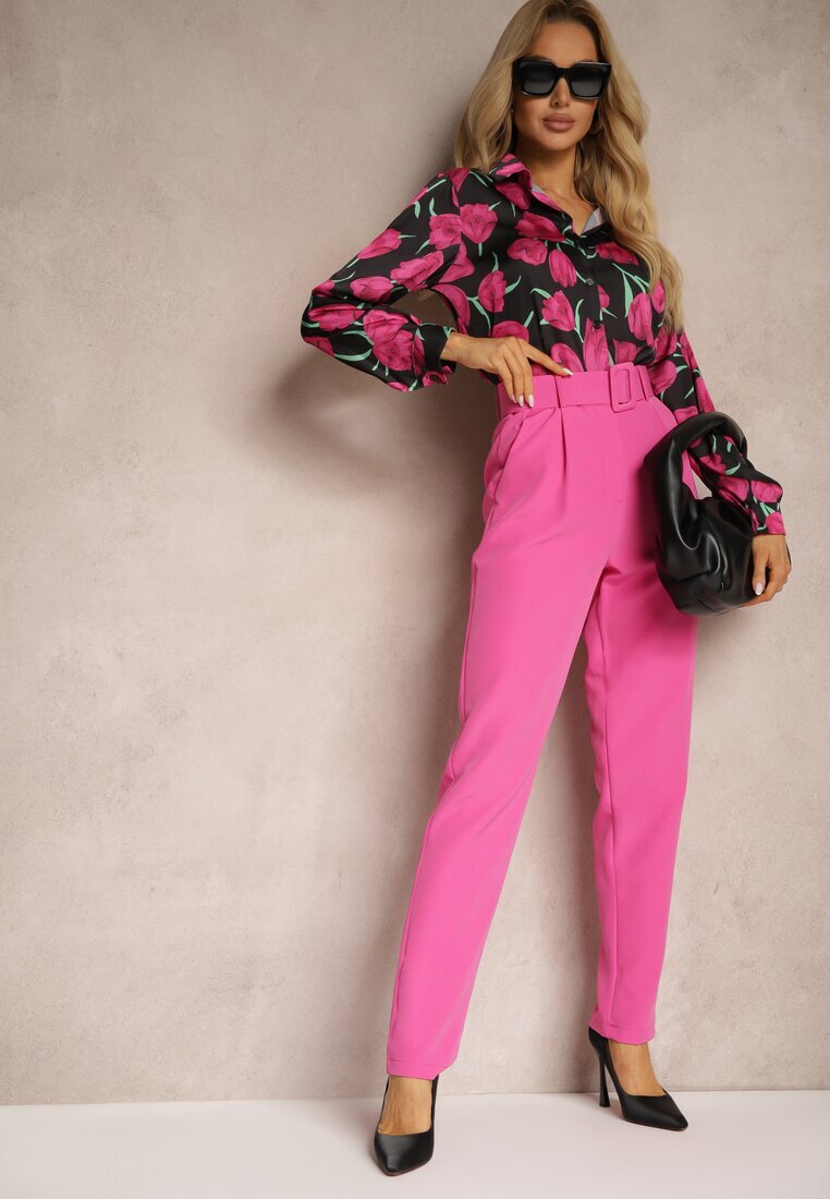 lily rose Pantaloni de costum Roz închis Talie înaltă cu curea Venus