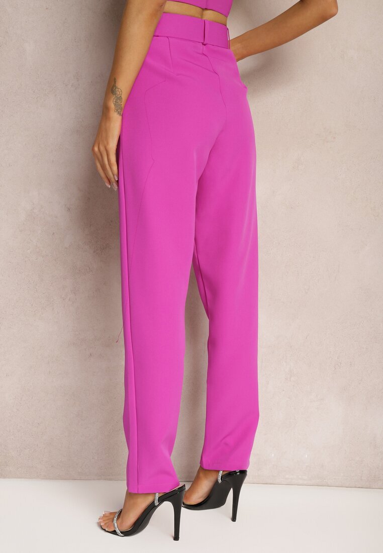 lily rose Pantaloni fuchsia de costum cu curea Samyah