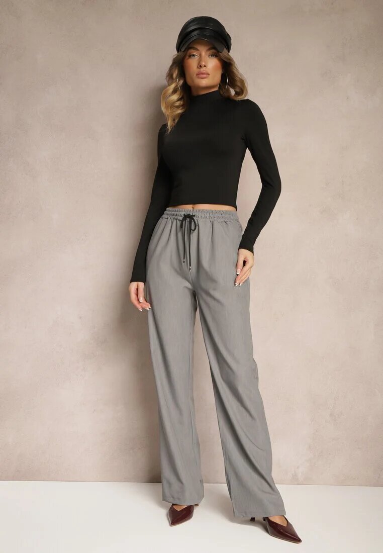 lily rose Pantaloni Gri închis Clasici cu elastic în talie și șnur Celarstia