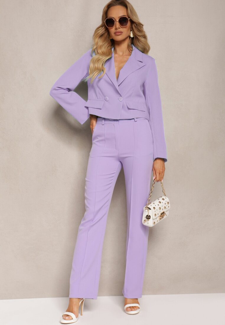 lily rose Pantaloni largi de costum violet cu talie înaltă și elastic în talie Casemea
