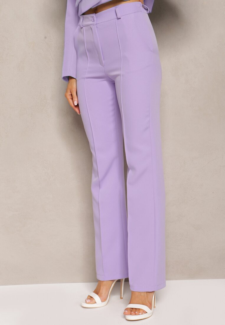 lily rose Pantaloni largi de costum violet cu talie înaltă și elastic în talie Casemea