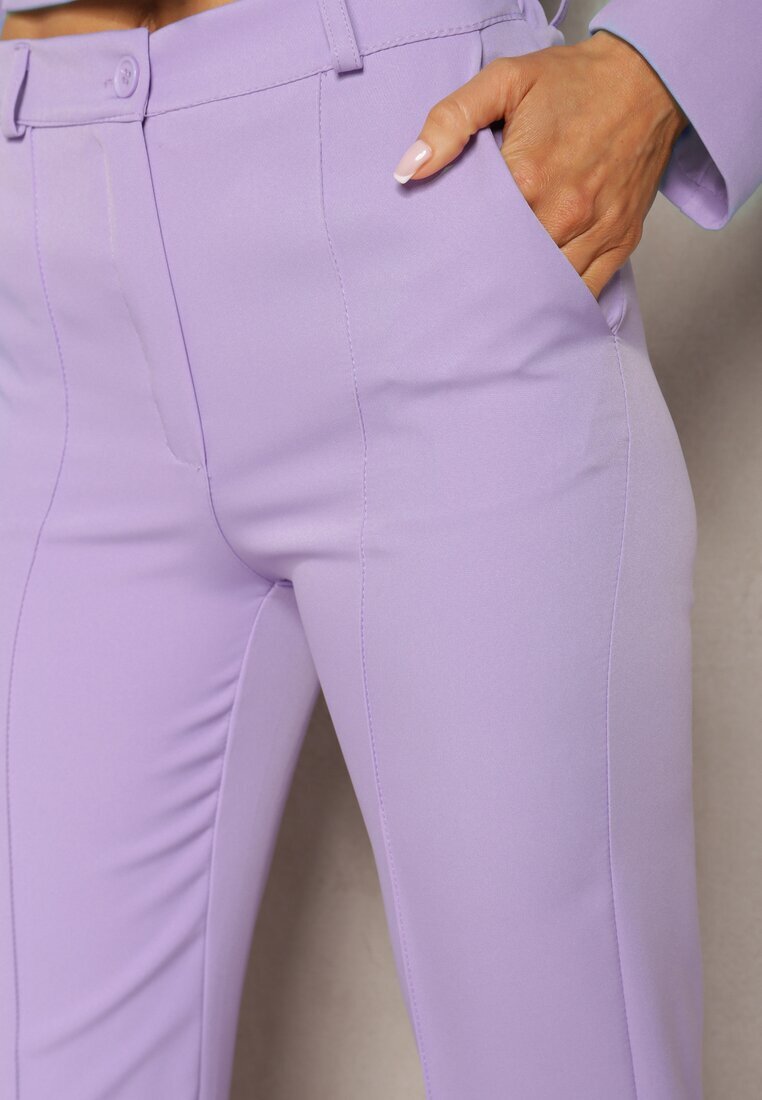 lily rose Pantaloni largi de costum violet cu talie înaltă și elastic în talie Casemea
