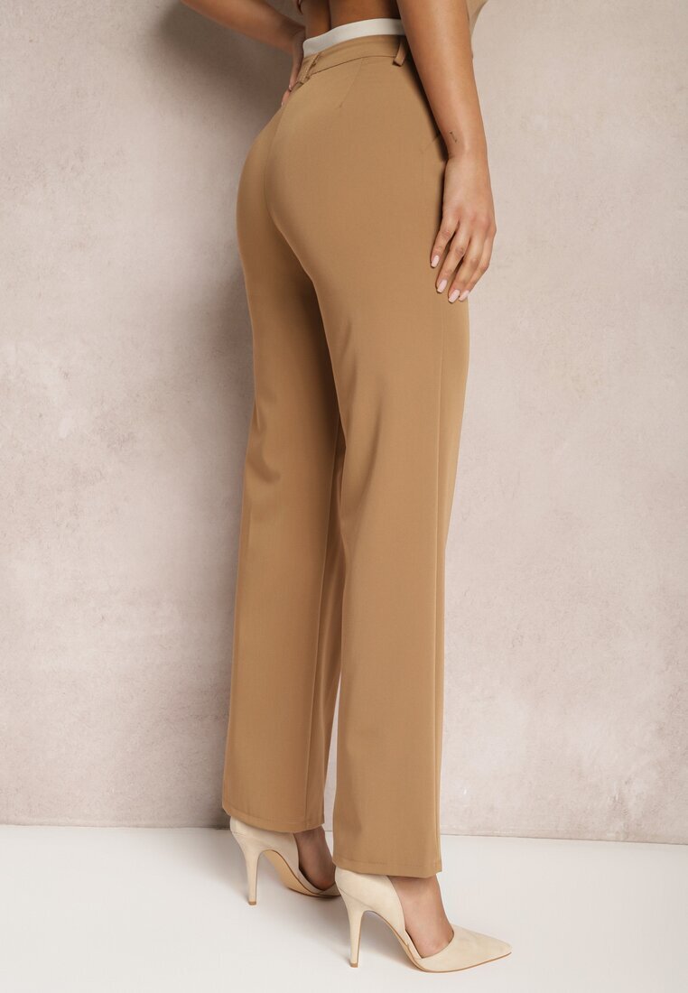 lily rose Pantaloni Maro deschis de costum Talie înaltă cu Cusături Variola