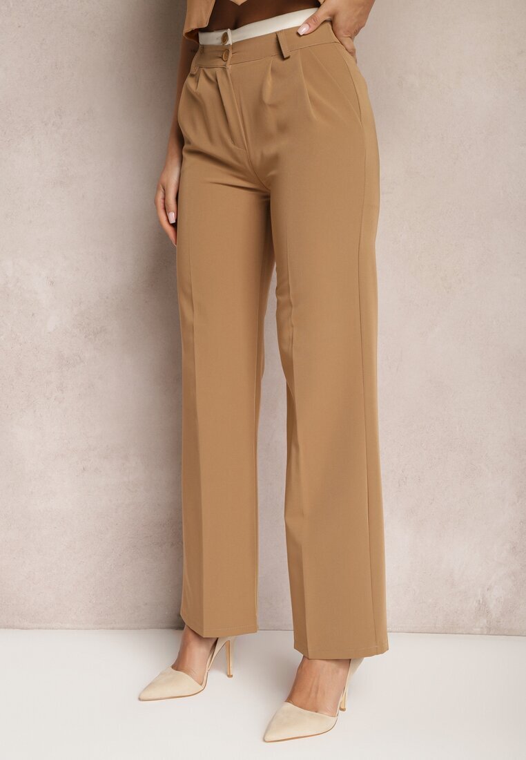 lily rose Pantaloni Maro deschis de costum Talie înaltă cu Cusături Variola