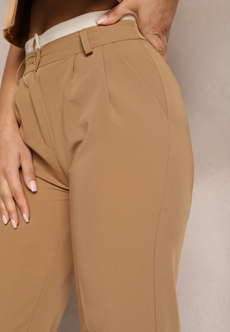 lily rose Pantaloni Maro deschis de costum Talie înaltă cu Cusături Variola