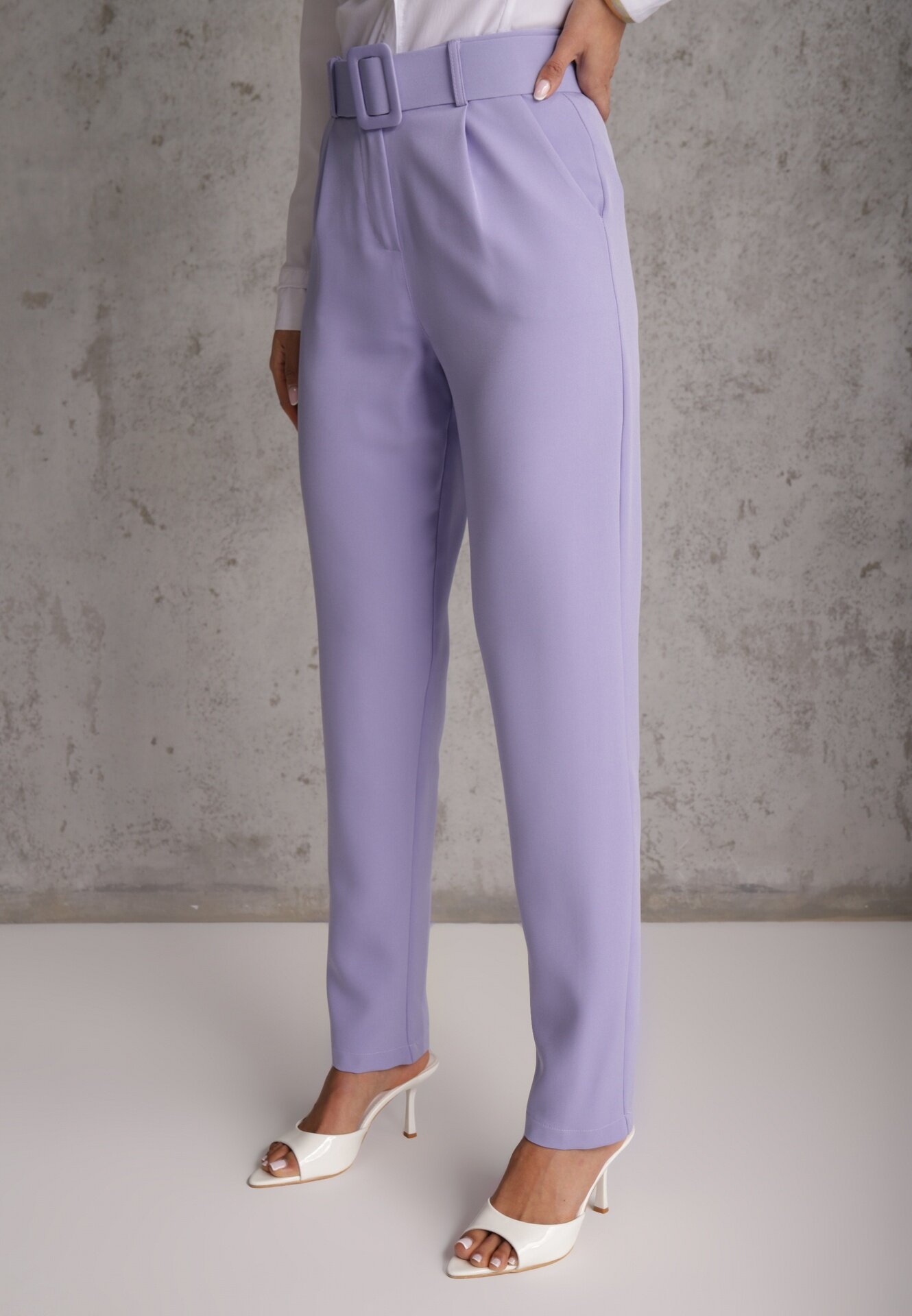 lily rose Pantaloni Mov De Costum High Waist cu Centură Wenus