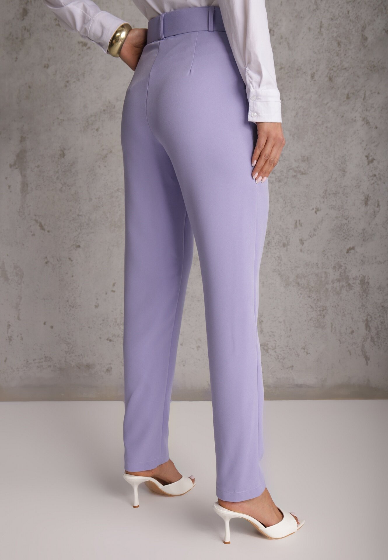lily rose Pantaloni Mov De Costum High Waist cu Centură Wenus