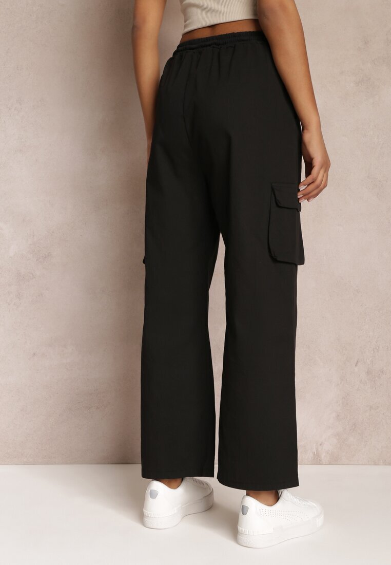lily rose Pantaloni Negri Cargo cu Picioare Largi și Elastic în Talie Zael