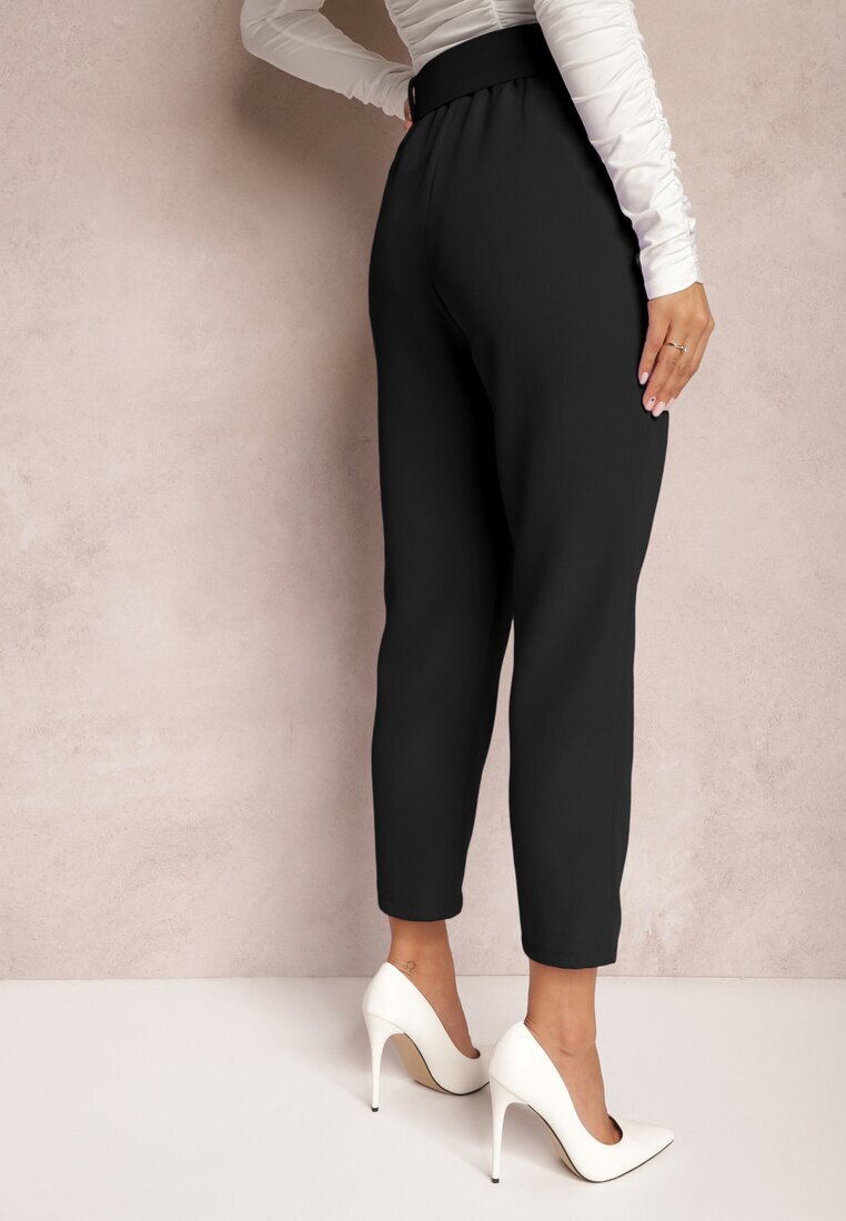 lily rose Pantaloni Negri De Costum Talie Înaltă Cu Centură Wenus