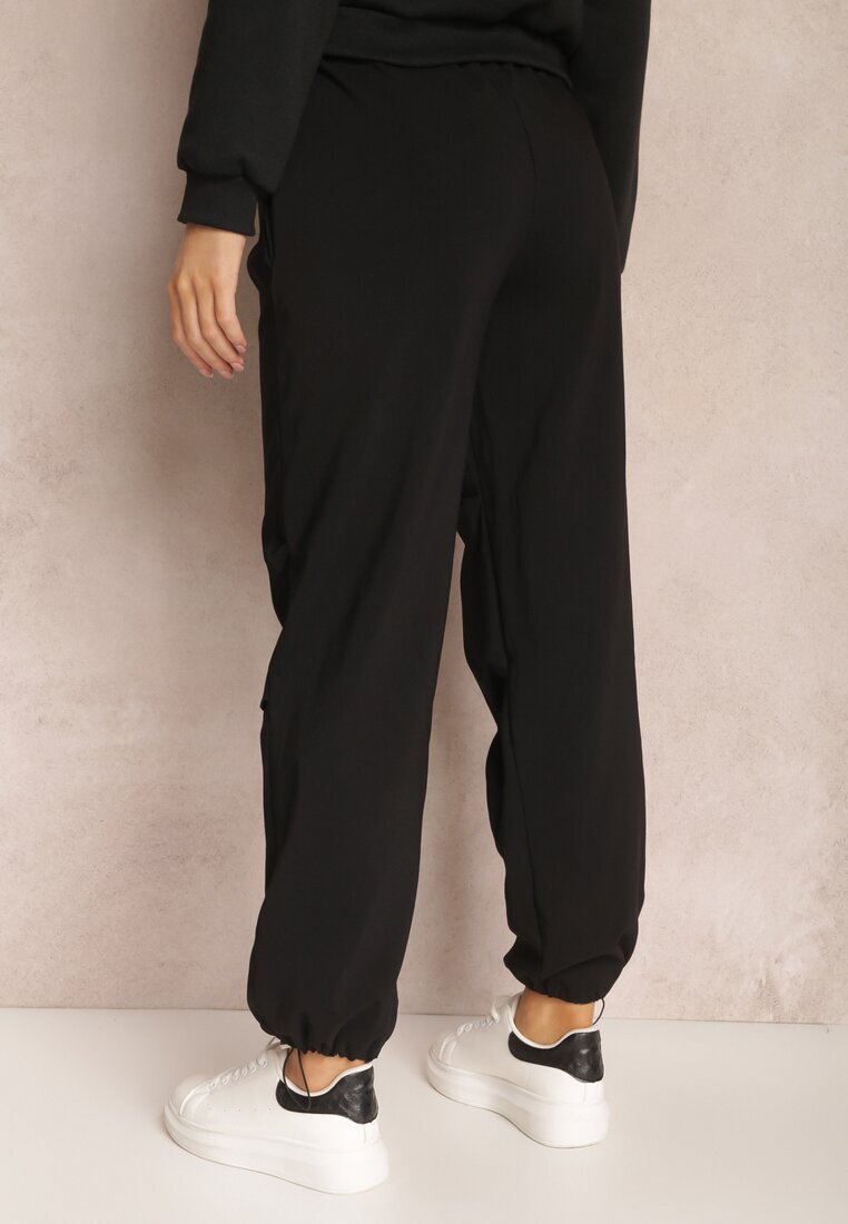 lily rose Pantaloni Negri din Bumbac cu elastic încrețit în talie Magu