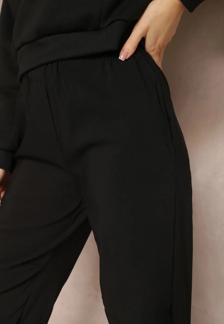 lily rose Pantaloni Negri din Bumbac cu elastic încrețit în talie Magu
