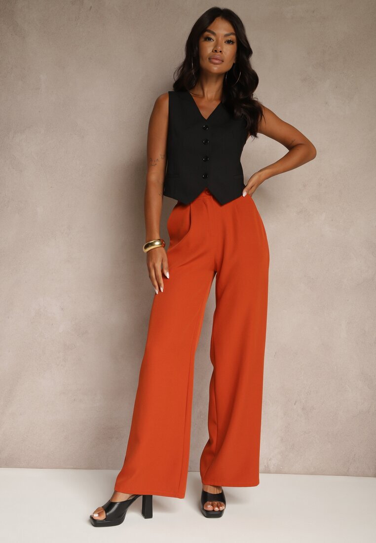 lily rose Pantaloni Portocalii Ample Talie Înaltă cu Elastic în Talie Eternel