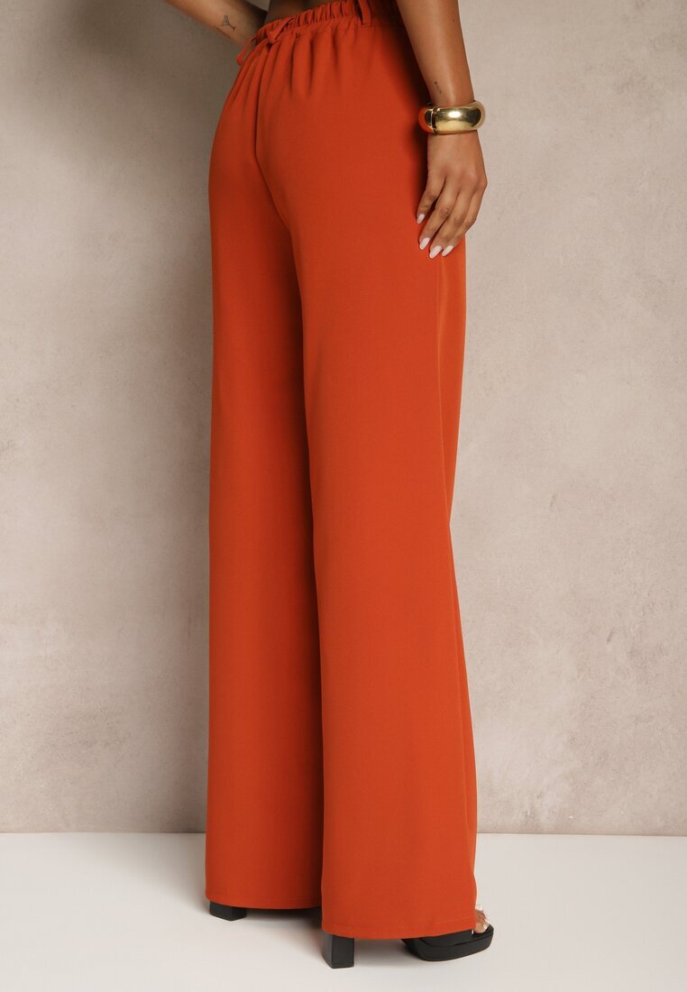 lily rose Pantaloni Portocalii Ample Talie Înaltă cu Elastic în Talie Eternel