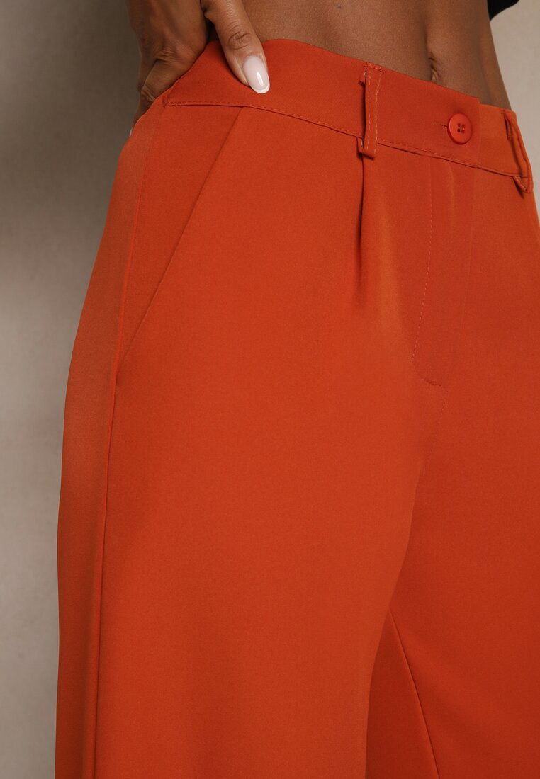lily rose Pantaloni Portocalii Ample Talie Înaltă cu Elastic în Talie Eternel