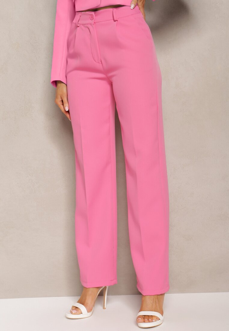 lily rose Pantaloni Roz de Costum cu Picioare Ușor Evazate Lienta