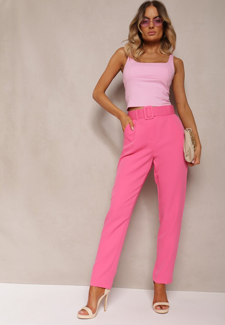 lily rose Pantaloni Roz de costum Talie înaltă cu centură Venus