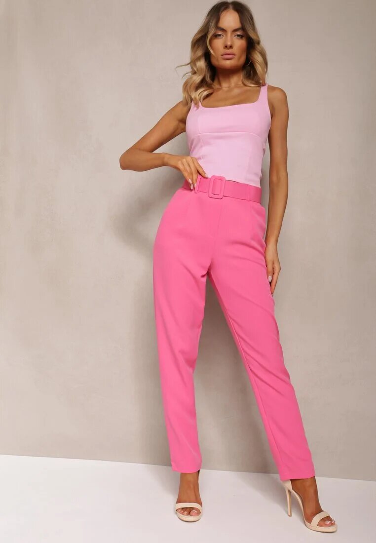 lily rose Pantaloni Roz de costum Talie înaltă cu centură Venus