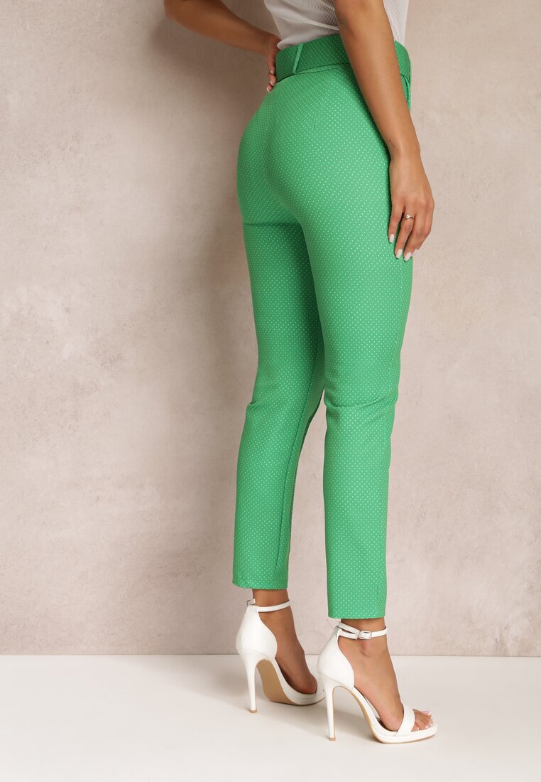 lily rose Pantaloni Verzi Din Material cu talie înaltă și curea Pylisa