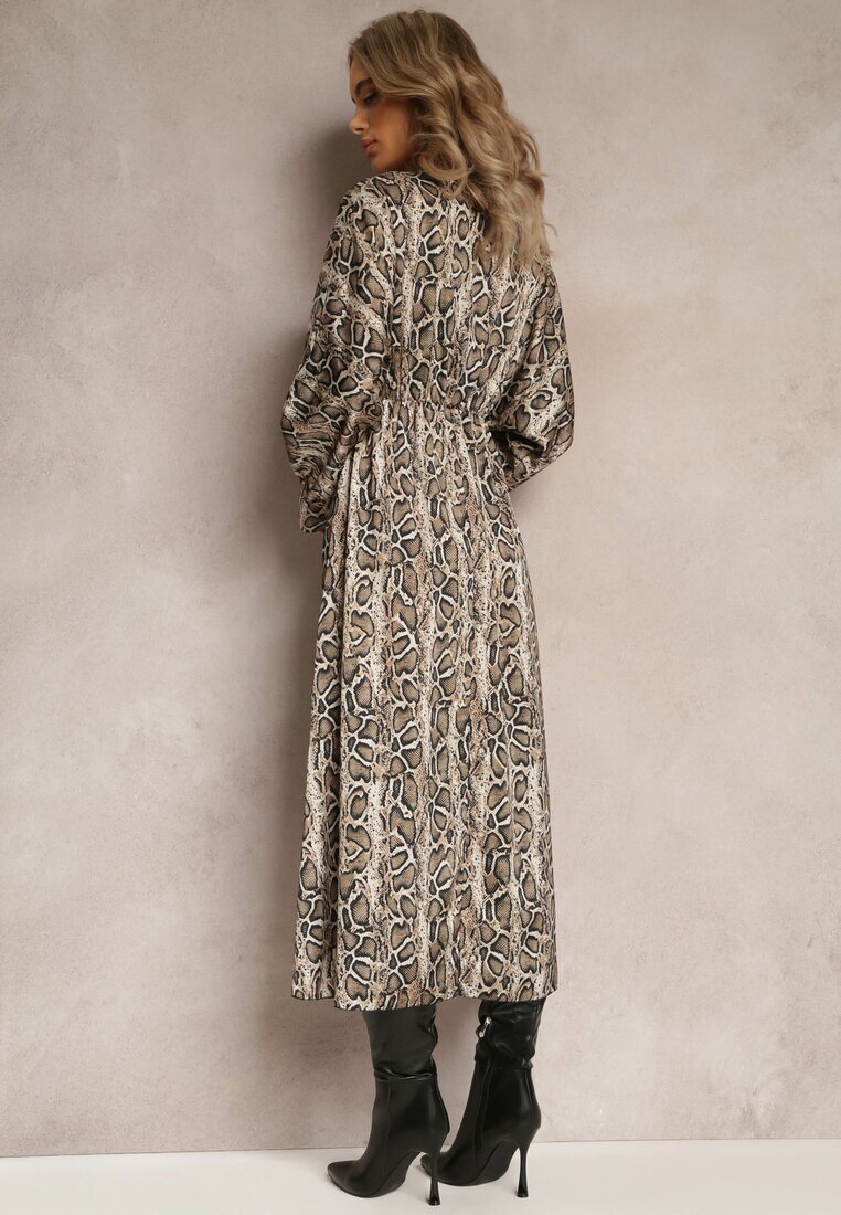 lily rose Rochie bej deschis cu imprimeu leopard cu decolteu petrecut Balme