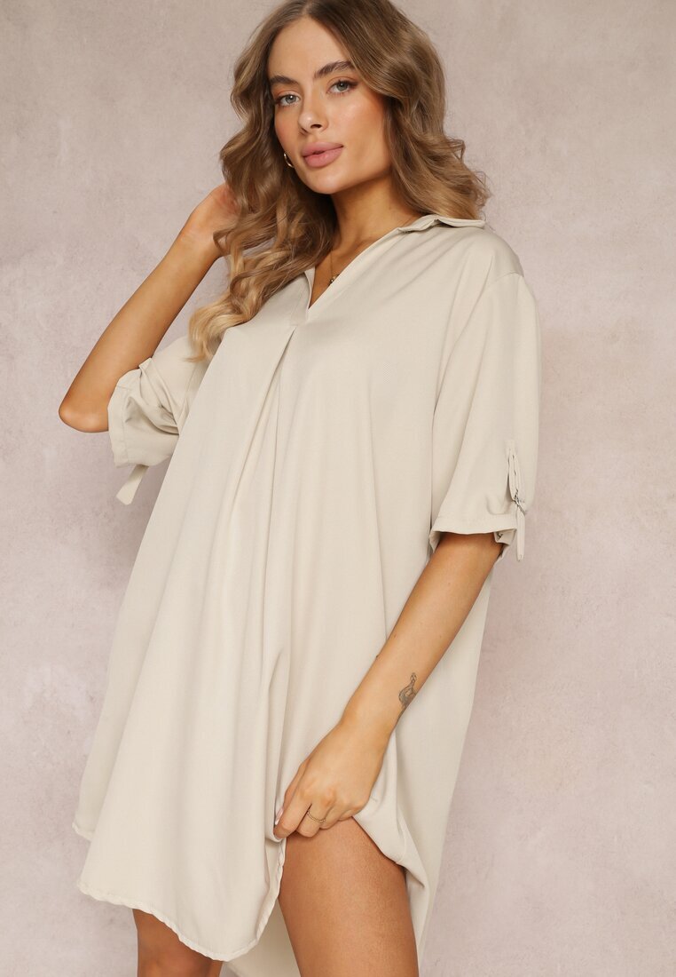 lily rose Rochie bej deschis dreaptă Oversize cu guler Zaya