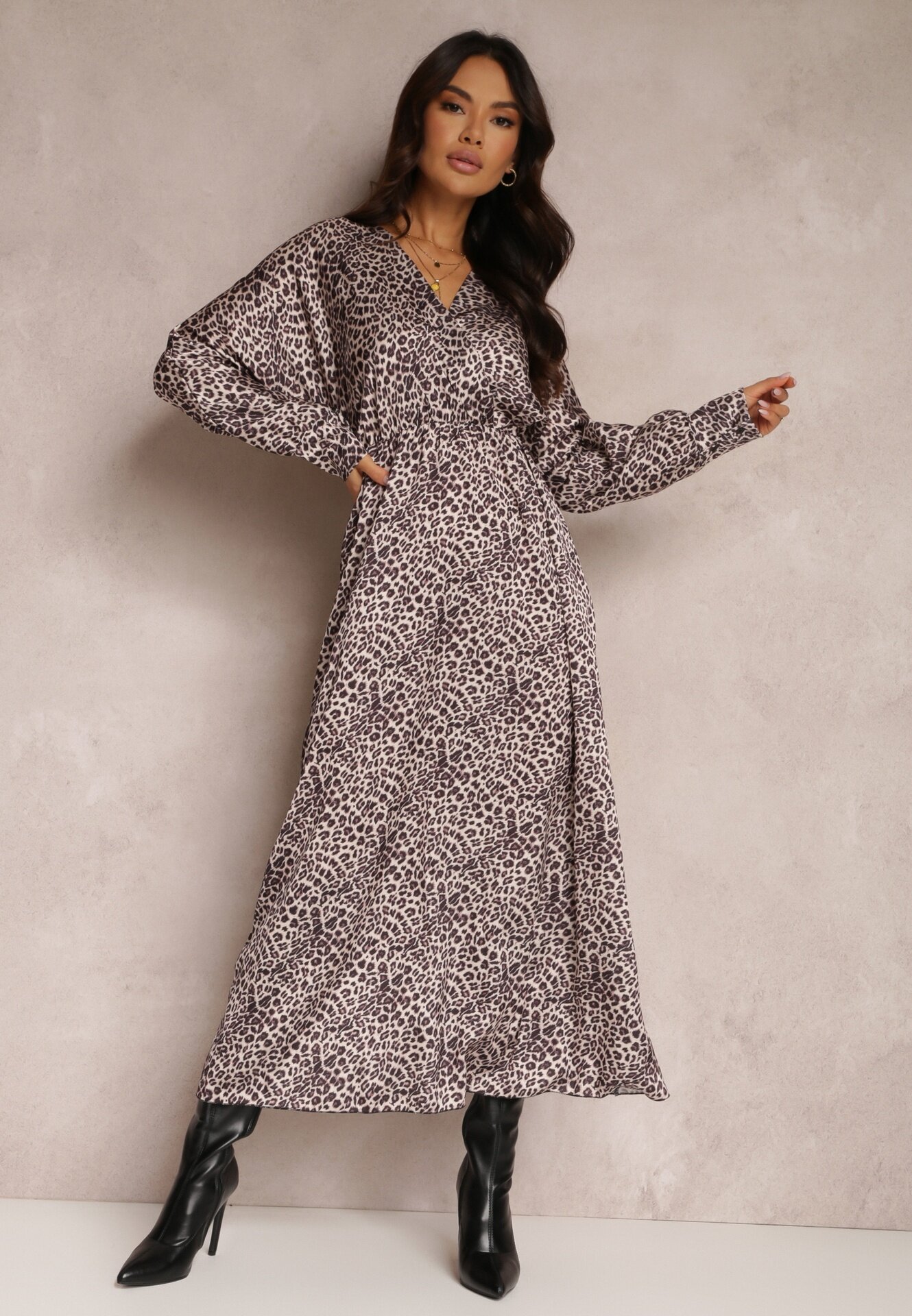 lily rose Rochie Bej-Maro Cloș cu elastic în talie Philida