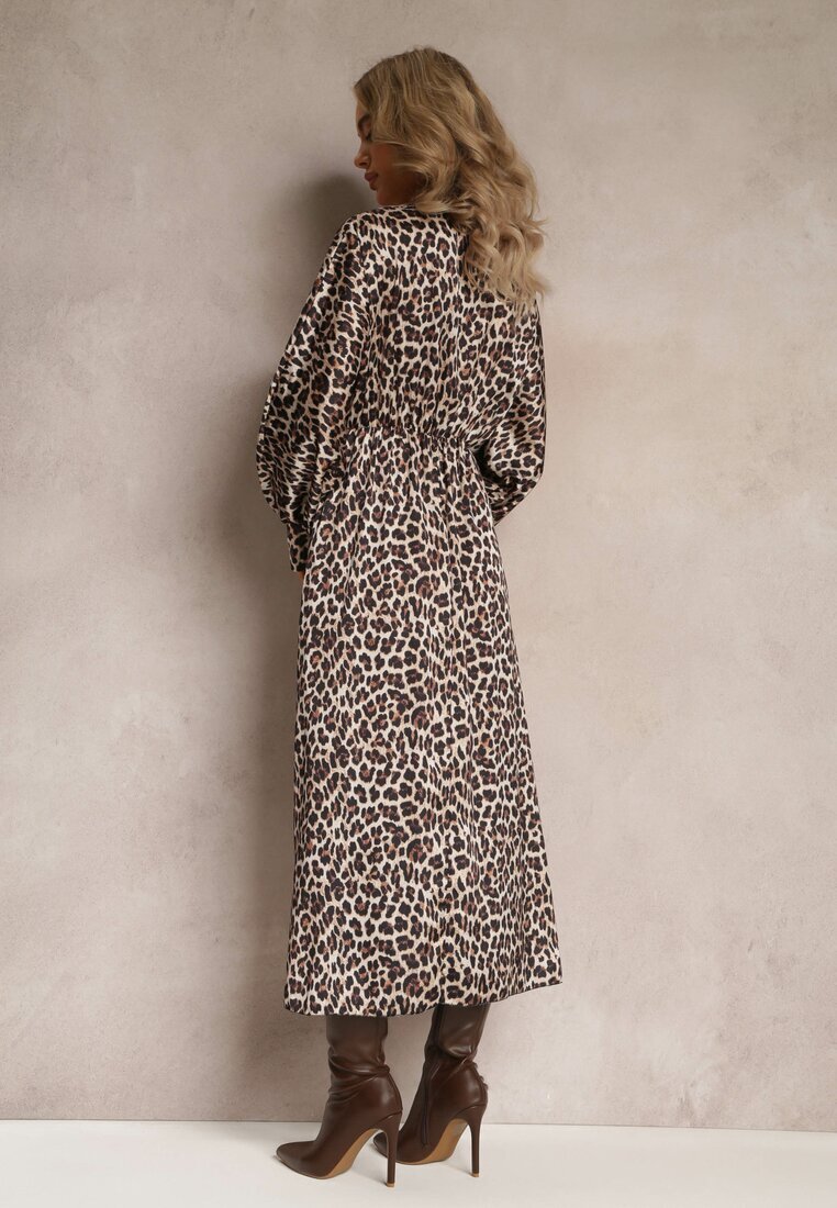 lily rose Rochie Bej-Maro cu imprimeu leopard cu decolteu petrecut Balme