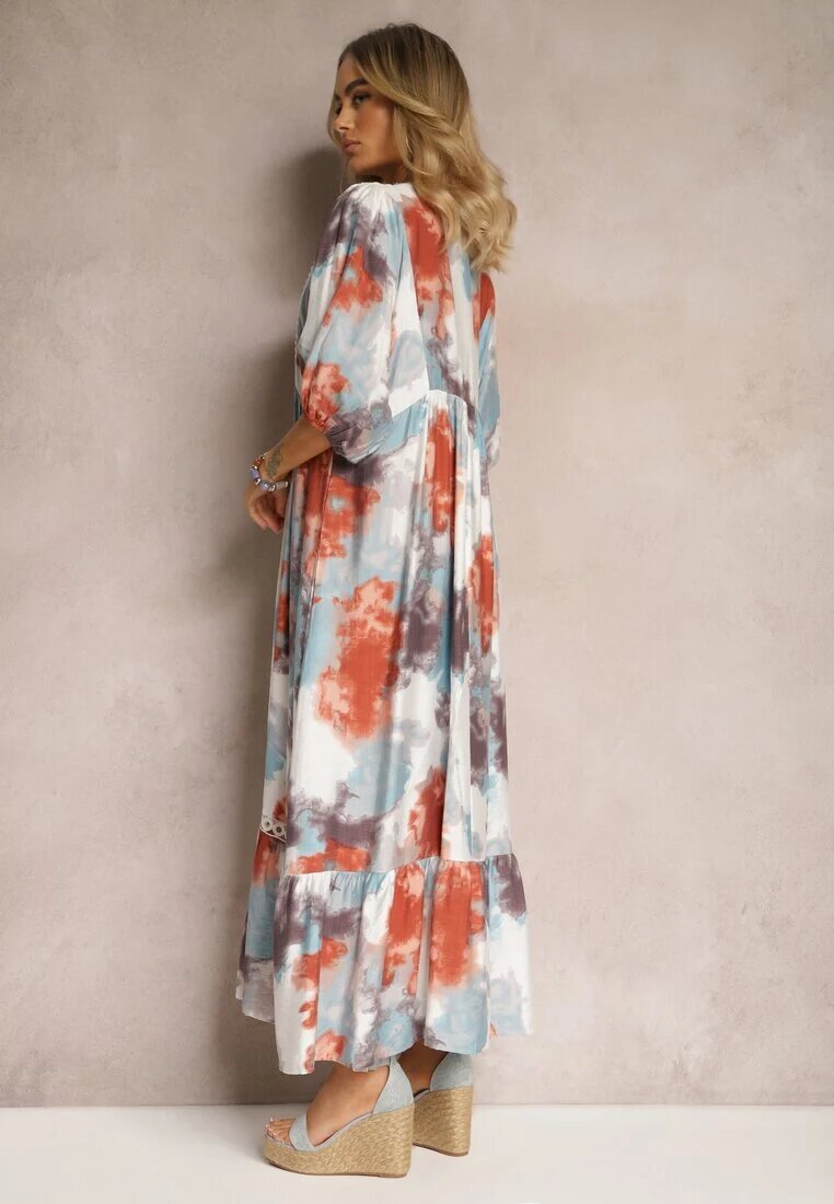 lily rose Rochie Bej Stil Boho cu mânecă scurtă cu volane și mânecă 3/4 Valendra