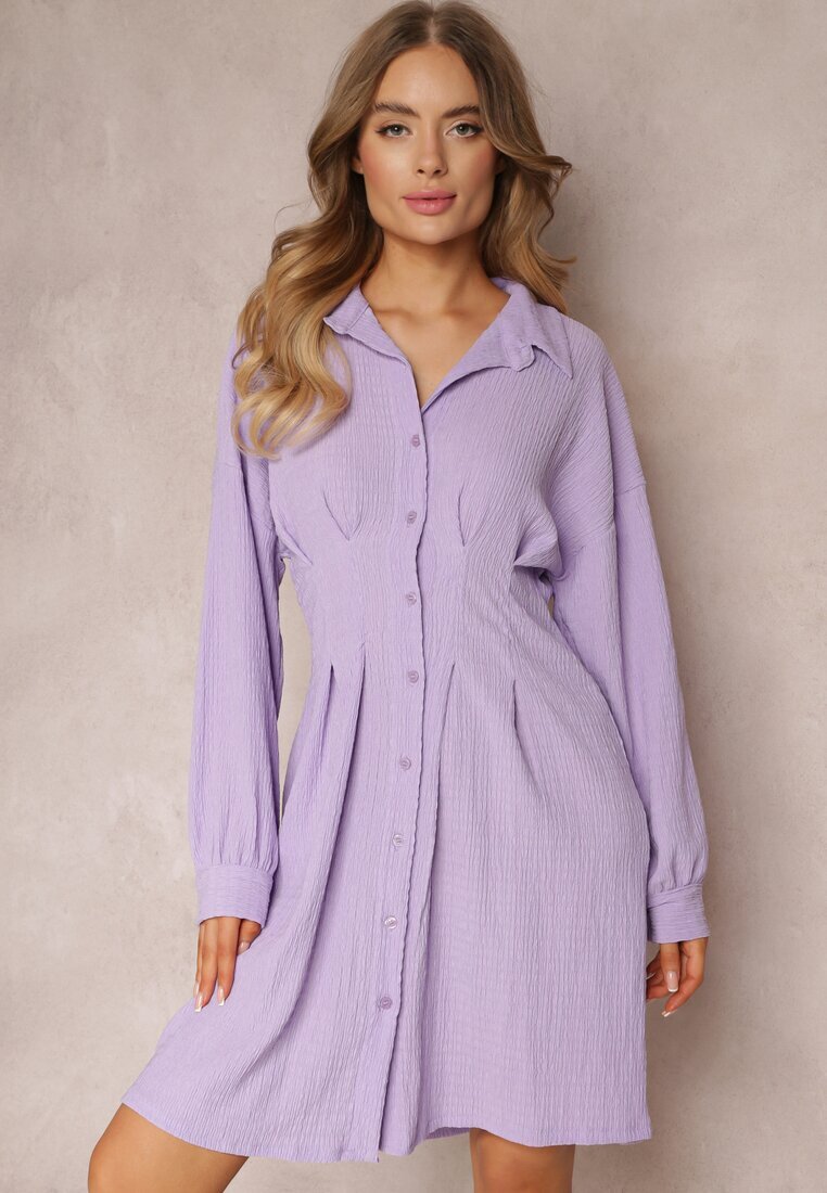 lily rose Rochie cămașă Mini violetă cu pense în talie Vilette