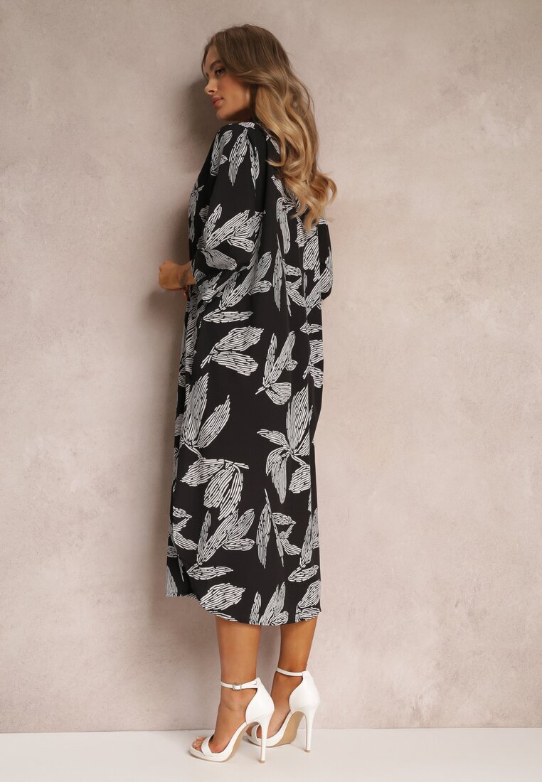 lily rose Rochie Cămașă Neagră cu Flori Siois