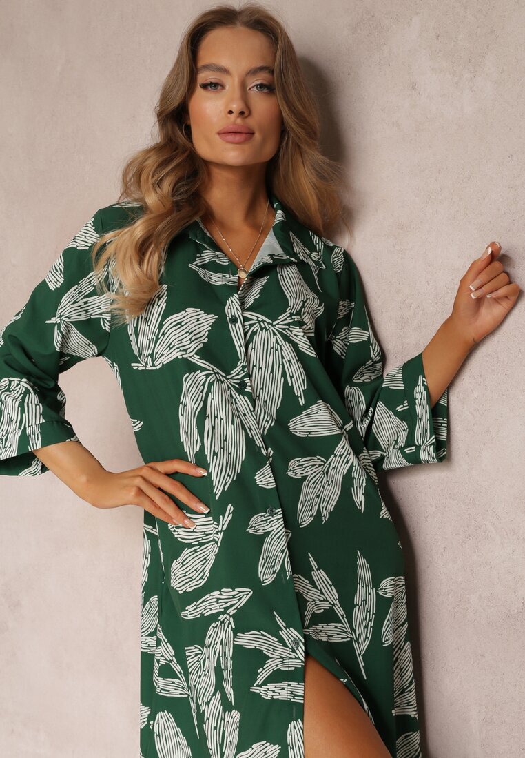 lily rose Rochie Cămașă Verde Florală Siois
