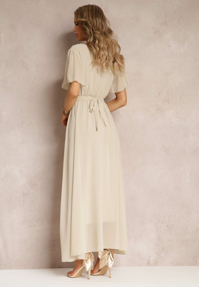 lily rose Rochie Cloche Bej cu Decolteu Petrecut Obillis