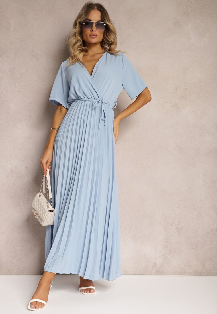 lily rose Rochie Cloș Albastră Plisată cu cordon legat Eilemona