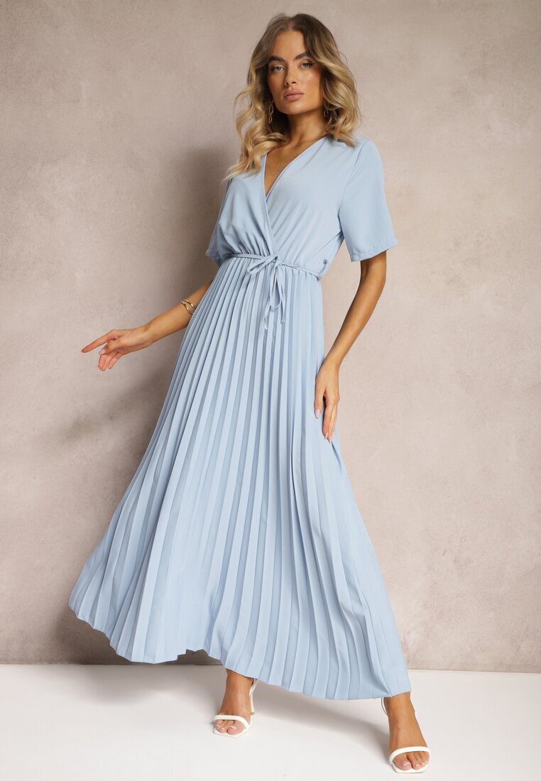 lily rose Rochie Cloș Albastră Plisată cu cordon legat Eilemona