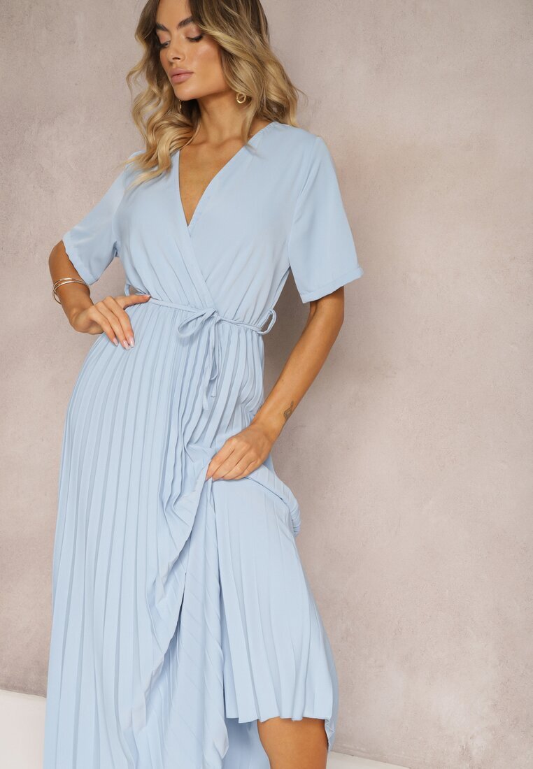 lily rose Rochie Cloș Albastră Plisată cu cordon legat Eilemona