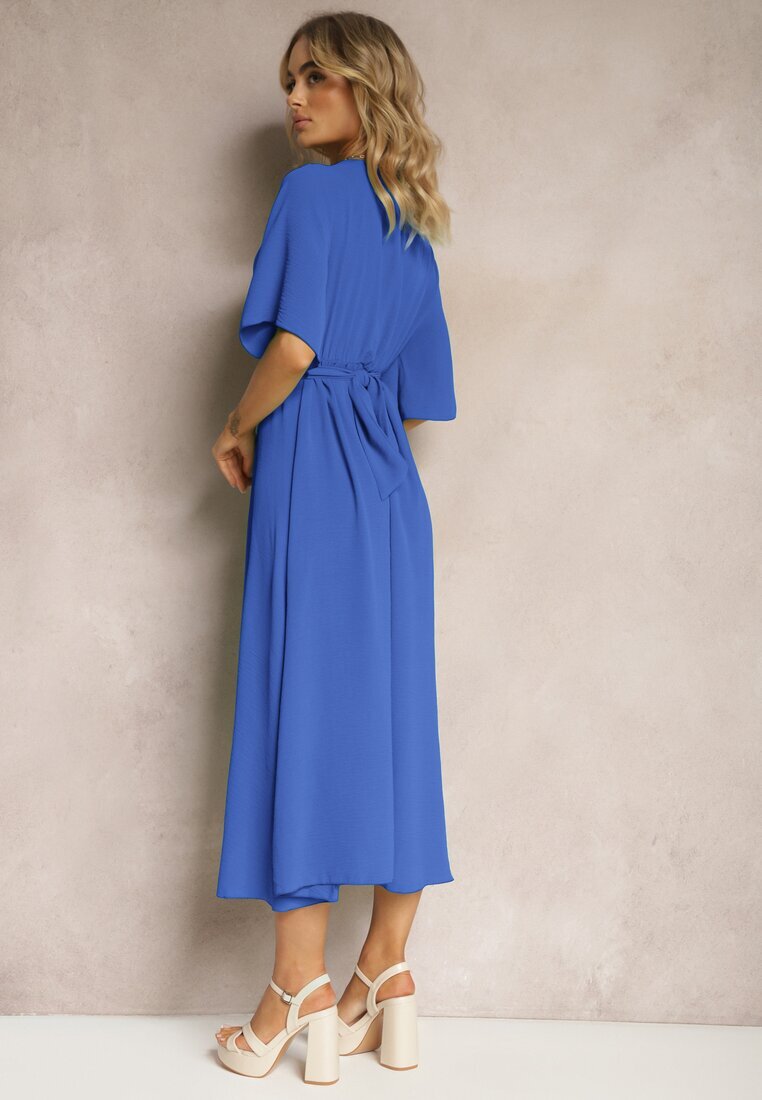 lily rose Rochie Cloș Bleumarin Maxi cu Mânecă Largă și Elastic în Talie Sador