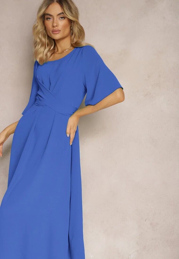 lily rose Rochie Cloș Bleumarin Maxi cu Mânecă Largă și Elastic în Talie Sador