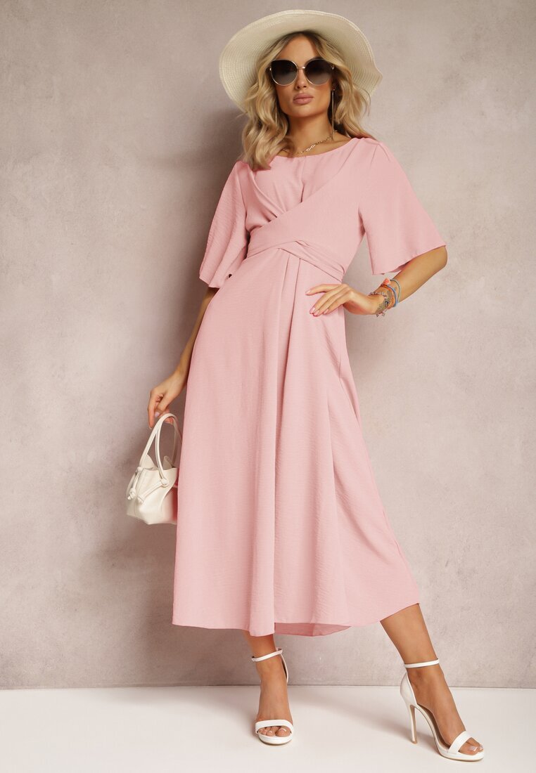 lily rose Rochie Cloș Roz deschis Maxi cu Mânecă Largă și Elastic în Talie Sador