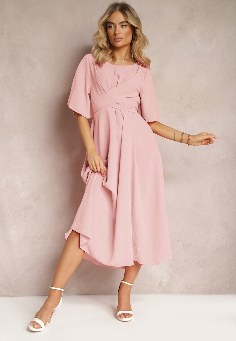 lily rose Rochie Cloș Roz deschis Maxi cu Mânecă Largă și Elastic în Talie Sador