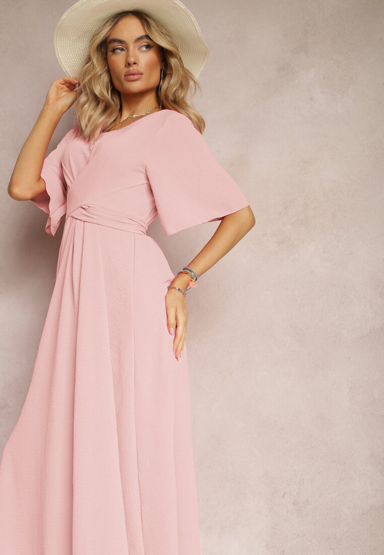 lily rose Rochie Cloș Roz deschis Maxi cu Mânecă Largă și Elastic în Talie Sador